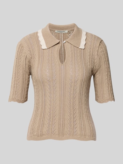Scotch & Soda Gebreid shirt met platte kraag en druppelvormige hals Zand - 2