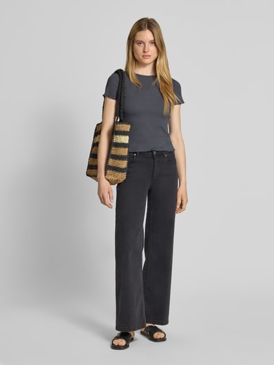 Jake*s Casual T-shirt z falistym dołem Ciemnoszary 1