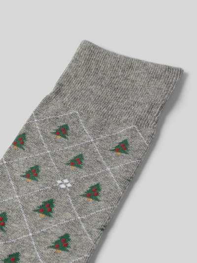Burlington Socken im Allover-Look Modell 'CHRISTMAS TREE' Mittelgrau 2