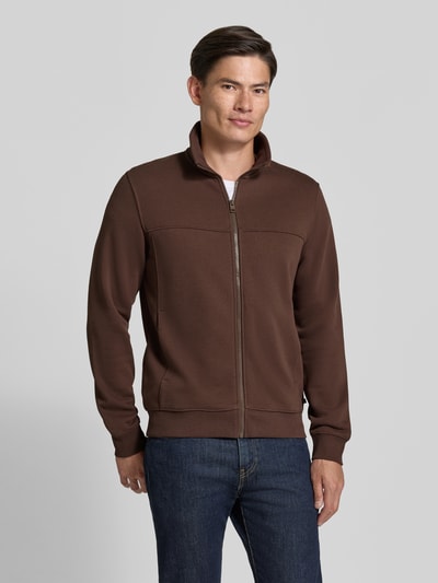s.Oliver RED LABEL Regular Fit Sweatjacke aus Baumwoll-Mix Schoko 4