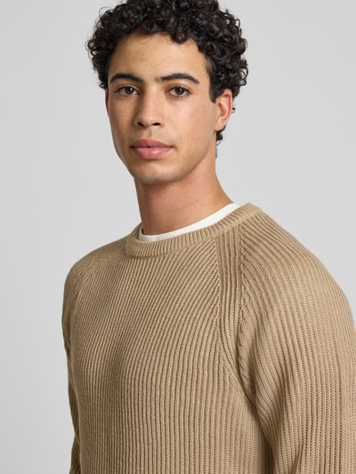 JACK & JONES Gebreide pullover met ronde hals, model 'PANNEL' Beige - 3