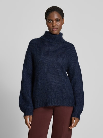 YAS Oversized Strickpullover mit gerippten Abschlüssen Modell 'LAMBI' Marine 4