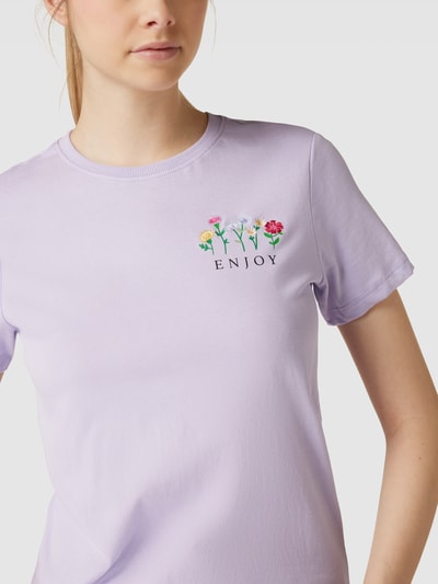 Only T-Shirt mit floralem Motiv-Stitching Modell 'EMMA' Flieder 3