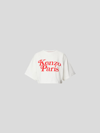 Kenzo Cropped T-Shirt mit Label-Print Offwhite 2