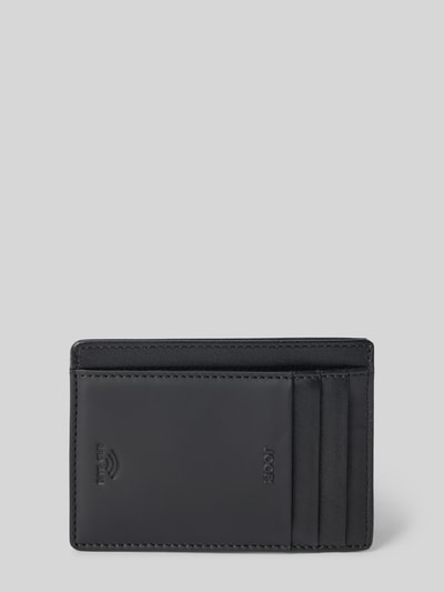 Produktfoto, Kartenetui aus Leder mit RFID-Blocker Modell 'manciano itys' von JOOP! COLLECTION, rechteckig, schwarzes Echtleder, Label-Detail, diverse Einsteckfächer