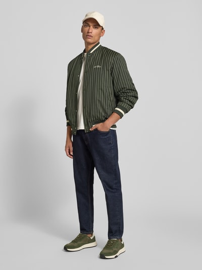 Les Deux Bomberjack met labelstitching, model 'Varsity Tech' Donkergroen - 1