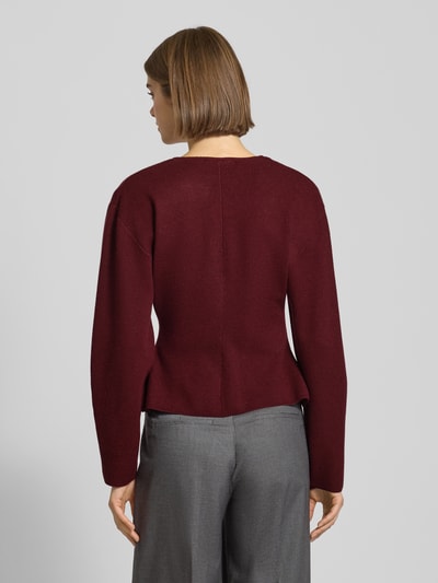 Gina Tricot Kardigan taliowany z zapięciem na guzik Bordowy 5