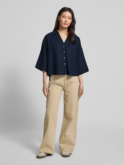 FREE/QUENT Boxy Fit Bluse mit V-Ausschnitt Modell 'Lava' Marine 1