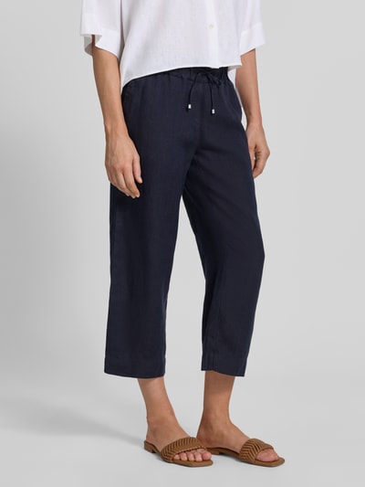 TONI Wide leg capribroek van linnen model 'PIA' Donkerblauw - 4