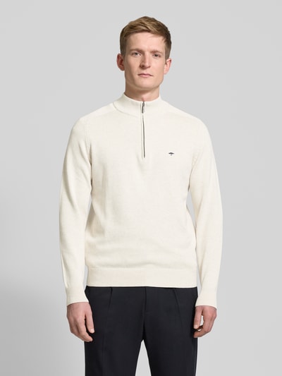 Fynch-Hatton Strickpullover mit Label-Stitching Offwhite 4