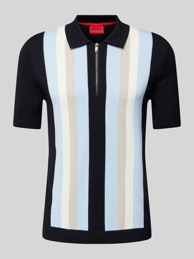 HUGO Poloshirt mit kurzem Reißverschluss Modell 'Sholpon' Dunkelblau 2