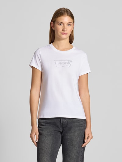 Levi's® T-Shirt mit Ziersteinbesatz und Rundhalsausschnitt Weiss 4