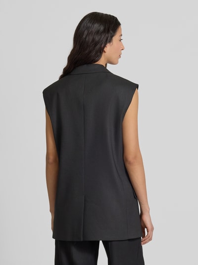 HUGO Linnen gilet met reverskraag, model 'Amise' Zwart - 5