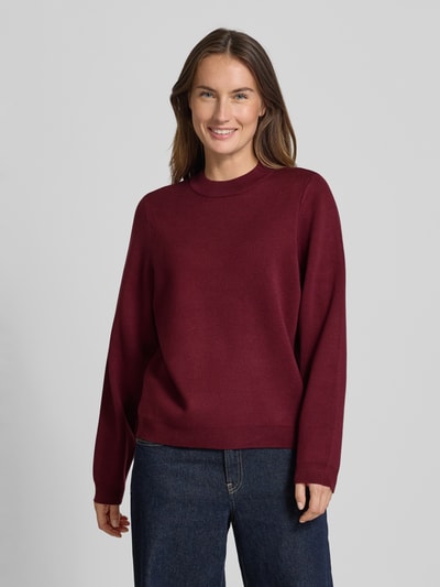 Jake*s Collection Sweter z dzianiny z okrągłym dekoltem Oberżynowy 4