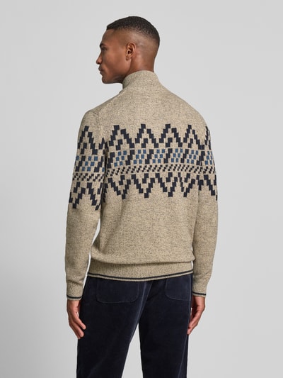 Lerros Sweter z dzianiny o kroju regular fit z kołnierzem zapinanym Beżowy 5