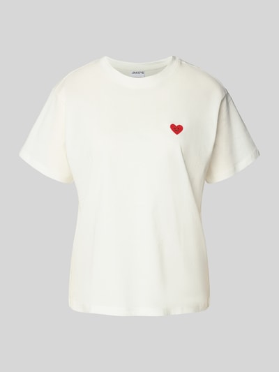 Jake*s Casual Pyjama-Oberteil mit Motiv-Stitching Offwhite 1