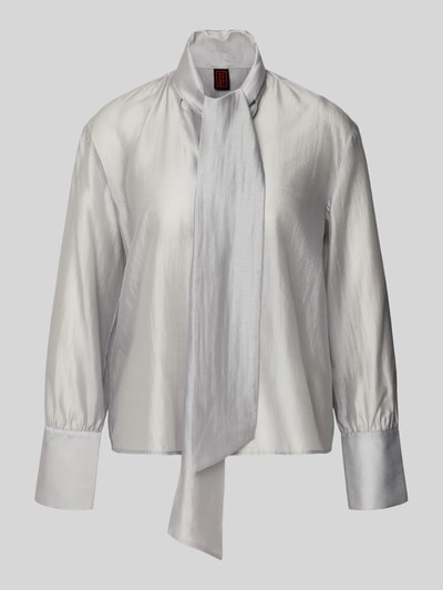 Stefanel Schluppenbluse aus Lyocell-Mix Modell 'BOW SHIRT' Hellgrau 2