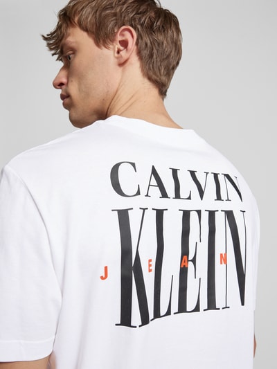 Calvin Klein Jeans T-Shirt mit geripptem Rundhalsausschnitt Weiss 3