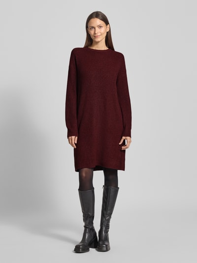 B.Young Knielanges Strickkleid mit gerippten Abschlüssen Modell 'Onema' Dunkelrot 4