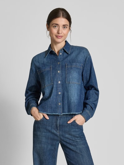 Luisa Cerano Regular Fit Jeansbluse mit aufgesetzten Brusttaschen Blau 4