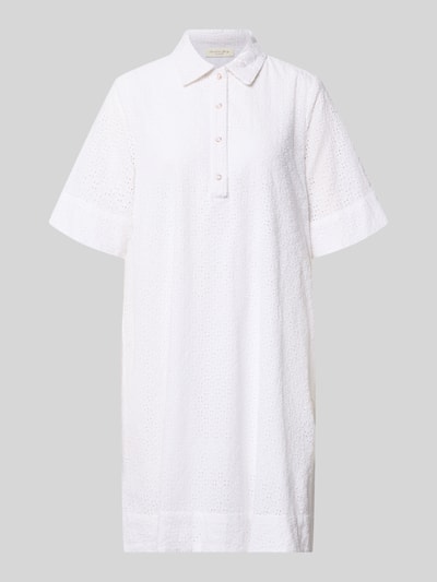 Produktfoto, Knielanges Hemdblusenkleid mit Lochstickerei von Christian Berg Woman aus Reine Baumwolle, Gerader-Schnitt, weiße Farbe, strukturierte Oberfläche