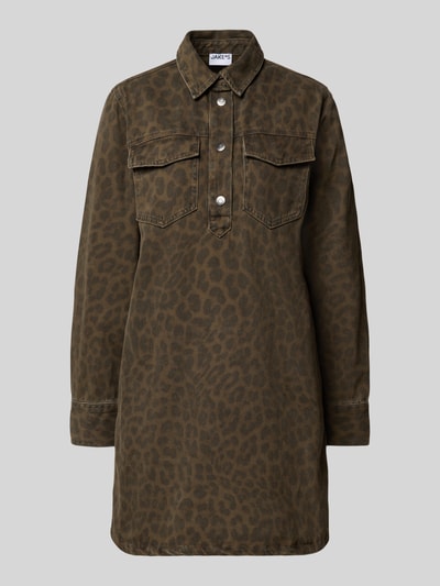Jake*s Casual Hemdblusenkleid in Leo-Optik mit Brusttaschen Dunkelbraun 2