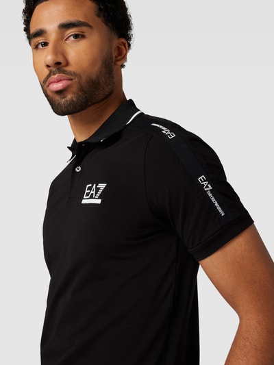 EA7 Emporio Armani Regular Fit Poloshirt mit Label-Print Black 3