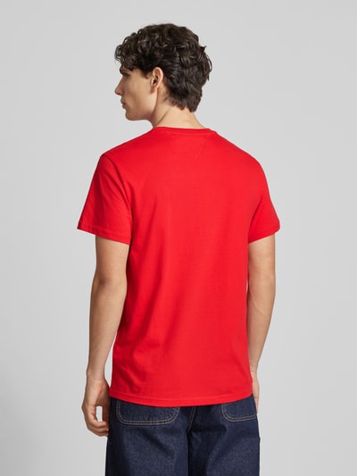 Tommy Jeans Slim fit T-shirt met labelprint Rood - 5