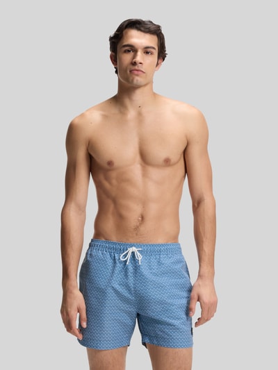 BOSS Regular Fit Badeshorts mit Logo-Patch Modell 'VIBE' Hellblau 3