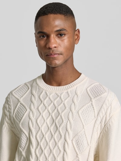 ARMANI EXCHANGE Sweter z dzianiny z prążkowanymi wykończeniami Biały 3