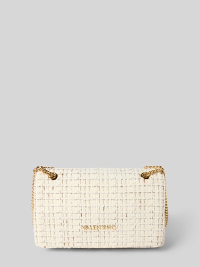 VALENTINO BAGS Torba na ramię z aplikacją z logo model ‘Tweed’ Écru 1