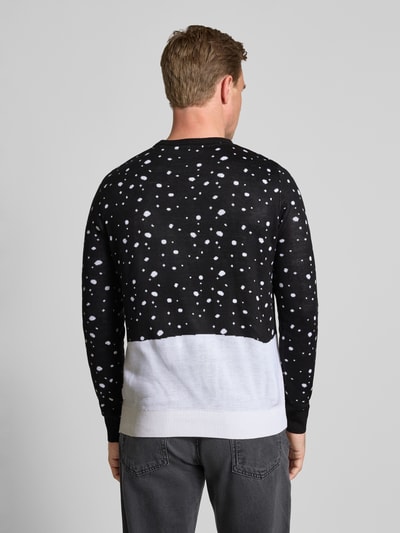 Lindbergh Gebreide pullover in all-over look met ronde hals Zwart - 5