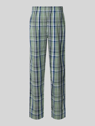 Produktfoto, Pyjama-Hose aus reiner Baumwolle von Christian Berg Men in grün-blau kariertem Muster mit elastischem Bund und Tunnelzug