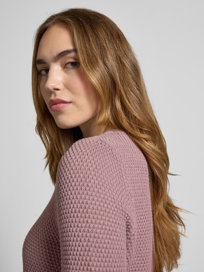 Vila Strickpullover mit gerippten Abschlüssen Modell 'dalo' Mauve 3