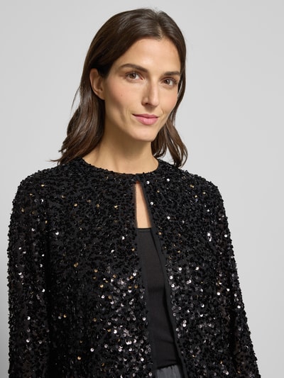 comma Blazer met pailletten en ronde hals, model 'EXPLORE' Zwart - 3