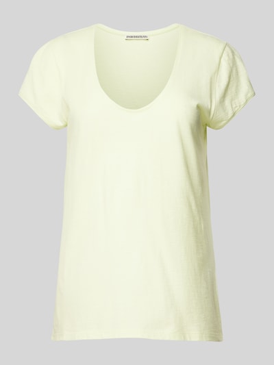 Drykorn T-shirt met boothals Pastelgeel - 2