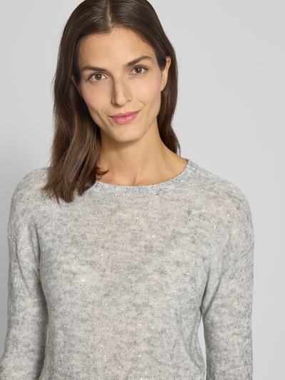 Brax Strickpullover aus Woll-Mix mit Pailletten Modell 'Lesley' Mittelgrau 3