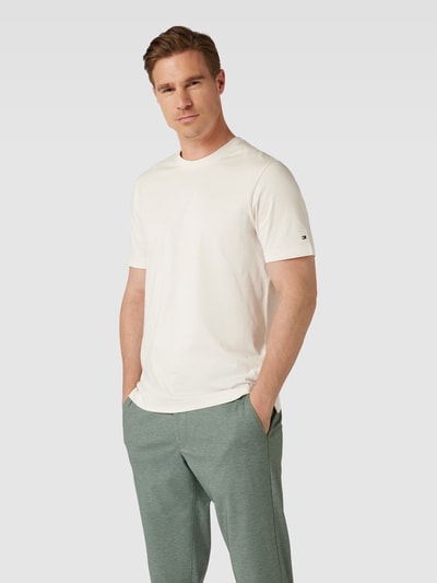 Tommy Hilfiger Tailored T-Shirt aus Baumwolle mit Rundhalsausschnitt Modell 'MERCERIZED' Offwhite 4