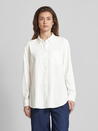 Vero Moda Blouse van een mix van viscose en linnen in effen design Wit - 4