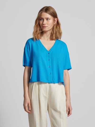 Vero Moda Bluse mit V-Ausschnitt aus Viskose-Leinen-Mix Modell 'JESMILO' Hellblau 4