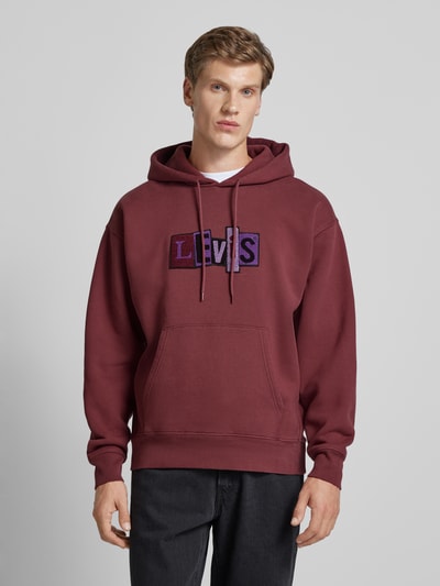 Levi's® Hoodie met labelstitching, model 'SKATE' Bordeaux - 4