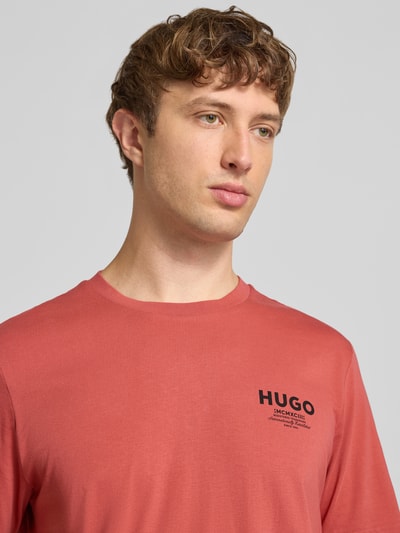 HUGO Blue krój regular fit t-shirt z czystej bawełny model 'NESPTEE' Jasnoczerwony 3