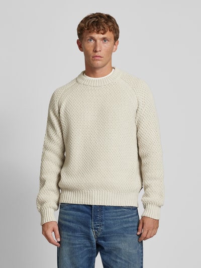 BOSS Orange Strickpullover mit gerippten Abschlüssen Modell 'Armstrong' Sand 4