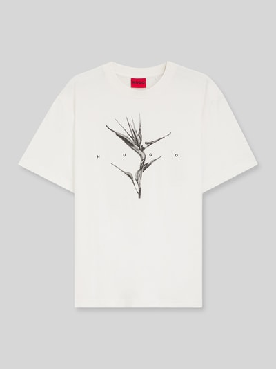 HUGO T-shirt o kroju relaxed fit z czystej bawełny model 'DARISE' Biały 2