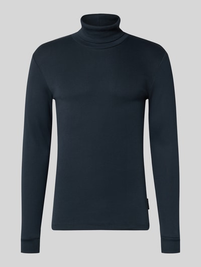 Marc O'Polo Shaped Fit Langarmshirt aus reiner Baumwolle mit Rollkragen Marine 2