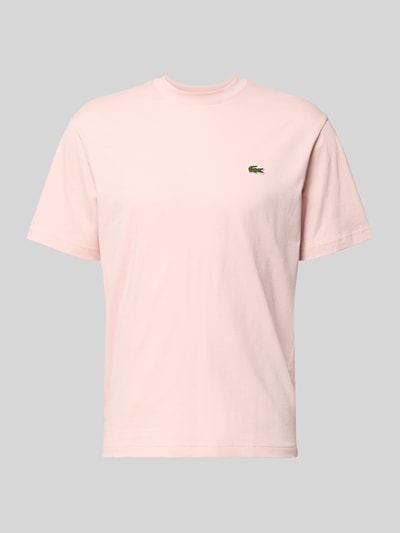 Productfoto, Regular Fit T-Shirt aus reiner Baumwolle van Lacoste in lichtroze, unikleurig, label stitching en logo-patch, ronde hals, korte mouwen, katoen.