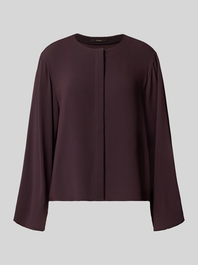 Produktfoto, Relaxed Fit Bluse mit Bordüre von windsor., kolor bordowy, okrągły dekolt, krój relaxed fit, z długim rękawem, długość tyłu w rozmiarze 36: 56 cm, długość rękawa w rozmiarze 36: 56 cm, faktura gładka