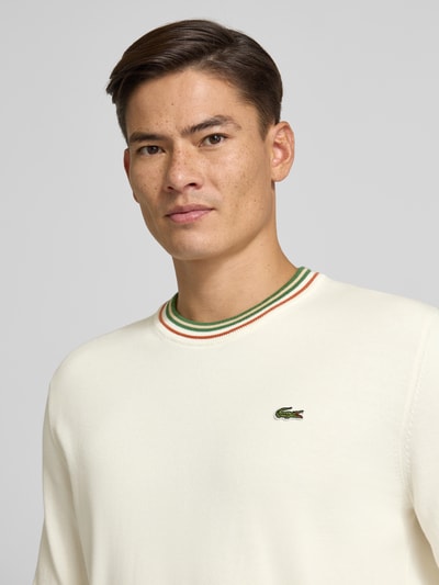 Lacoste Regular fit gebreide pullover van zuiver katoen Offwhite - 3
