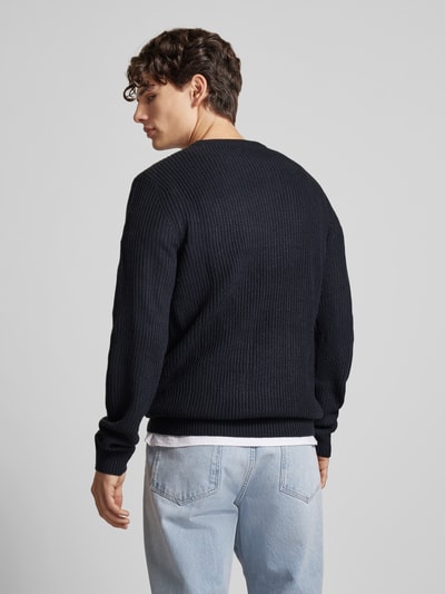 Jack & Jones Gebreide pullover met ronde hals, model 'LEWIS' Marineblauw - 5