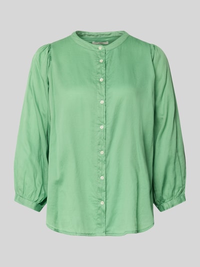 Produktfoto, Regular Fit Bluse mit Rundhalsausschnitt Modell 'FAVIOLA' von 0039 Italy aus reiner Baumwolle, 3/4-Arm, grün, glatte Textur